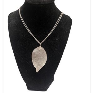 Charming Charlie Filigree Long Leaf Pendant Necklace